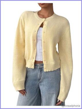 Plus Size Button Down Cardigan Long Sleeve Knit Sweater